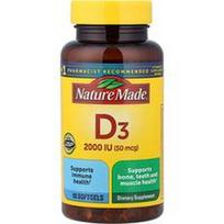 Nature Made, Vitaminas D3, 50 mcg (2000 TV), 90 minkštųjų gelių