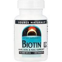 Source Naturals, Biotinas, 10 000 mcg, 120 tablečių