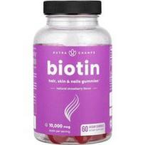 NutraChamps, Biotino guminukai, natūralios braškės, 60 veganiškų guminukų (5,000 mcg vienam guminukui)
