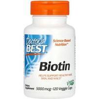 Doctor's Best, Biotinas, 5,000 mcg, 120 daržovių dangtelių