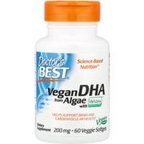 Doctor's Best, Veganiškas DHR iš dumblių su Life's DHR™, 200 mg, 60 daržovių minkštųjų gelių
