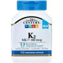 21st Century, Vitaminas K2, 100 mcg, 110 vegetariškų kapsulių