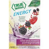 True Citrus, „True Lemon®“, energija, laukinių gervuogių ir granatų skonio, 6 pakeliai po 0,095 uncijos (2,7 g)