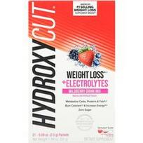 Hydroxycut, Svorio metimo ir elektrolitų gėrimas, laukinių uogų skonio, 21 pakelis, po 0,09 uncijos (2,5 g)