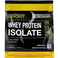 California Gold Nutrition, Sport, išrūgų baltymų izoliatas, be skonio, 5 svarai (2,27 kg)