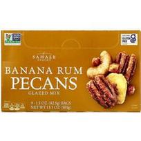 Sahale Snacks, Glazūruotų pekano riešutų mišinys su bananais ir romu, 9 pakeliai po 42,5 g (1,5 uncijos)