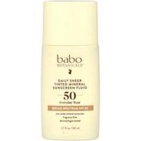 Babo Botanicals, Daily Sheer Tinted mineralinis apsaugos nuo saulės skystis, SPF 50, be kvapiųjų medžiagų, 1.7 fl oz (50 ml)