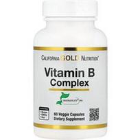 California Gold Nutrition, Vitamino B kompleksas su folio rūgštimi, biotinu, pantoteno rūgštimi ir vitaminu B6, 60 daržovių kapsulių