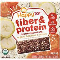 Happy Family Organics, „Happy Tot®“, skaidulų ir baltymų avižų batonėlis, ekologiški bananai ir morkos, 5 batonėliai po 25 g