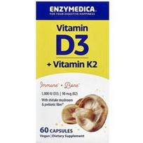 Enzymedica, Vitaminas D3 + Vitaminas K2, 60 kapsulių