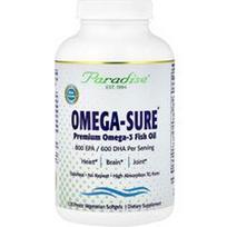 Paradise Herbs, Omega-Sure®, aukščiausios kokybės Omega-3 žuvų taukai, 120 Pesco vegetariški minkštieji geliai