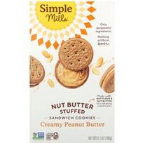 Simple Mills, Riešutų sviestu įdaryti sumuštinių sausainiai, kreminis žemės riešutų sviestas, 6.7 uncijos (190 g)