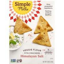 Simple Mills, Daržovių miltų pita krekeriai, Himalajų druska, 4.25 uncijos (120 g)