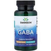 Swanson Vitamins, GABA, 500 mg, 100 veganiškų kapsulių