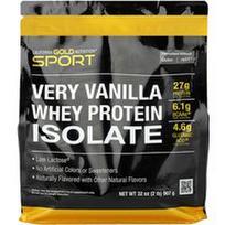 California Gold Nutrition, Sport, išrūgų baltymų izoliatas su ekologišku cukranendrių cukrumi, saulėgrąžų lecitinu, labai vanilės skonio, 907 g