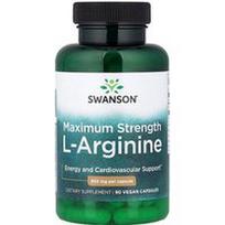 Swanson Vitamins, L-argininas, maksimalus stiprumas, 850 mg, 90 kapsulių
