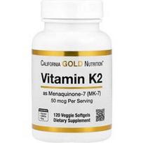 California Gold Nutrition, Vitaminas K2 (menachinonas-7), 50 mcg, 120 vegetariškų minkštųjų kapsulių