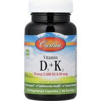 Carlson, Vitaminas D3 + K2, 120 vegetariškų kapsulių