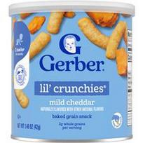 Gerber, Užkandžiai kūdikiams, „Lil' Crunchies®“, kepti grūdų užkandžiai, 8+ mėnesių, švelnus čederio sūris, 42 g