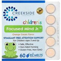 Creekside Natural Therapeutics, Children's Focused Mind Jr, apelsinų kremas, 60 EZ-Melt tablečių
