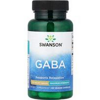 Swanson Vitamins, GABA, maksimalus stiprumas, 750 mg, 60 daržovių kapsulių