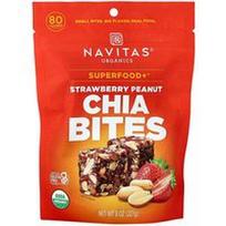 Navitas Organics, „Superfood+®“ chia sėklų kąsneliai, braškių ir žemės riešutų skonio, 227 g