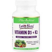 Paradise Herbs, Žemės mišinys®, vitaminas D3 + K2, 90 vegetariškų kapsulių