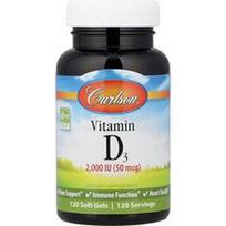 Carlson, Vitaminas D3, 50 mcg (2 000 TV), 120 minkštų gelių
