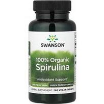 Swanson Vitamins, 100 % ekologiška spirulina, 180 veganiškų tablečių
