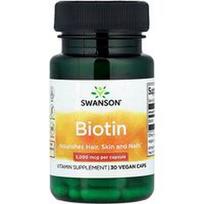 Swanson Vitamins, Biotinas, 5,000 mcg, 30 veganiškų dangtelių