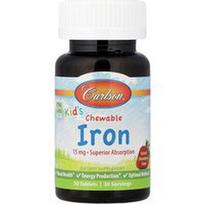 Carlson, Vaikams skirtos kramtomosios geležies tabletės, natūralios braškės, 15 mg, 30 tablečių