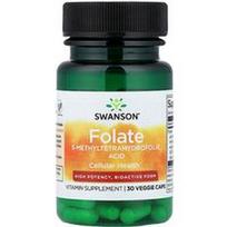 Swanson Vitamins, Folatas, didelio stiprumo, 30 vegetariškų kapsulių (800 mcg DFE vienoje kapsulėje)