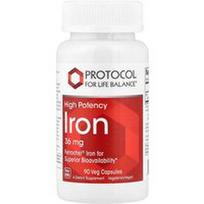 Protocol for Life Balance, Geležis, didelio stiprumo, 36 mg, 90 daržovių kapsulių