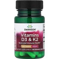 Swanson Vitamins, Vitaminai D3 ir K2, 60 daržovių dangtelių
