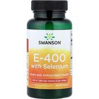 Swanson Vitamins, E-400 su selenu, 90 minkštųjų kapsulių