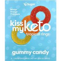 Kiss My Keto, Guminukai, atogrąžų žiedai, mango apelsinų ananasai, 6 maišeliai, 1.76 oz (50 g)