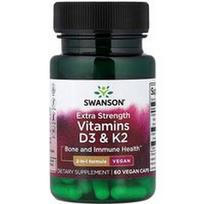 Swanson Vitamins, Vitaminai D3 ir K2, 60 daržovių dangtelių