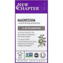 New Chapter, Magnis + Ashwagandha , 90 veganiškų tablečių
