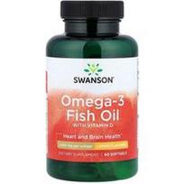 Swanson Vitamins, Omega-3 žuvų taukai su vitaminu D, citrina, 60 minkštųjų gelių