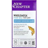 New Chapter, „Wholemega™“ žuvų taukai, mažytės kapsulės™, 180 minkštųjų kapsulių be galvijų spongiforminės encefalopatijos (BSE)