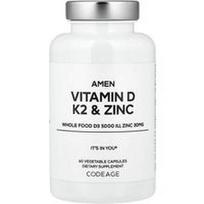 Codeage, Amen, vitaminas D, K2 ir cinkas, 60 daržovių kapsulių