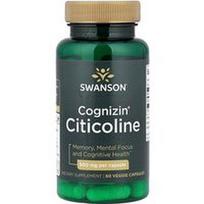 Swanson Vitamins, Cognizin® citikolinas, 60 vegetariškų kapsulių (500 mg vienoje kapsulėje)
