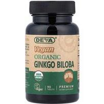 Deva, Veganiškas ekologiškas ginkmedis (Ginkgo Biloba), 90 tablečių (300 mg vienoje tabletėje)