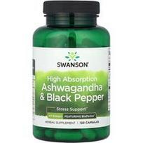 Swanson Vitamins, Aukštos absorbcijos Ashwagandha ir juodieji pipirai, 120 kapsulių