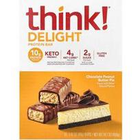 Think !, Delight baltymų batonėlis, šokoladinis žemės riešutų sviesto pyragas, 10 batonėlių, po 1.41 uncijos (40 g)