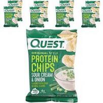 Quest Nutrition, Originalaus stiliaus baltymų traškučiai, grietinė ir svogūnai, 8 maišeliai, po 1,1 uncijos (32 g)
