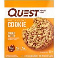 Quest Nutrition, Baltyminis sausainis, žemės riešutų sviestas, 4 sausainiai, po 2,04 uncijos (58 g)