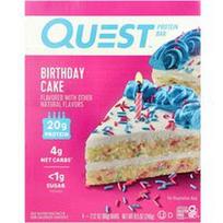 Quest Nutrition, Baltymų batonėlis, gimtadienio tortas, 4 batonėliai, po 2.12 uncijos (60 g)