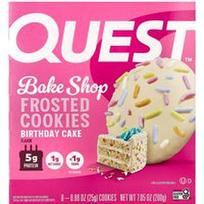 Quest Nutrition, „Bake Shop“ glaistyti sausainiai, gimtadienio tortas, 8 sausainiai, po 0,88 uncijos (25 g)