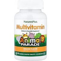 NaturesPlus, Animal Parade®, kramtomi multivitaminai vaikams, apelsinų skonio, 90 gyvūnų formos tablečių